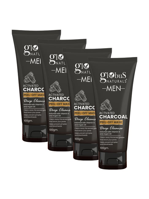 Globus Naturals Men Activated Charcoal Peel-Off Mask - Pack of 4