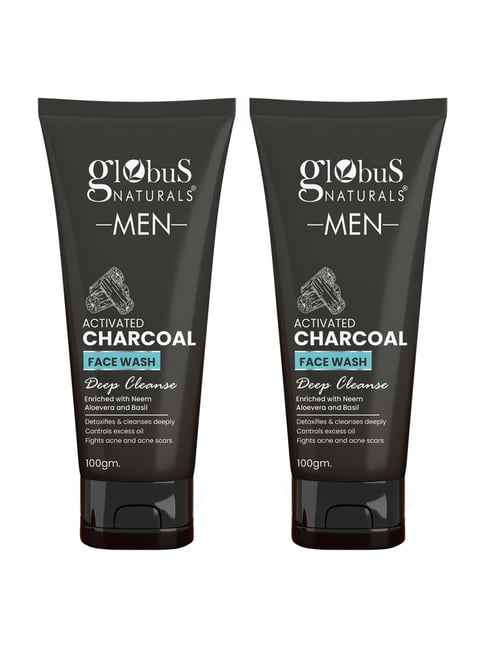 Globus Naturals Men Activated Charcoal Face Wash - Pack of 2
