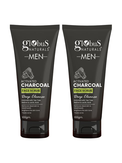 Globus Naturals Men Activated Charcoal Face Scrub - Pack of 2