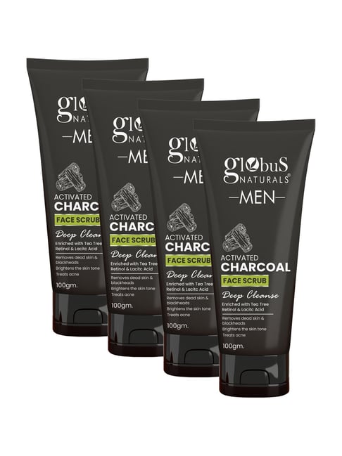Globus Naturals Men Activated Charcoal Face Scrub - Pack of 4