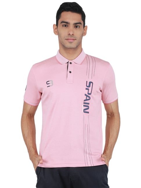 Monte Carlo Pink Regular Fit Printed Polo T-Shirt