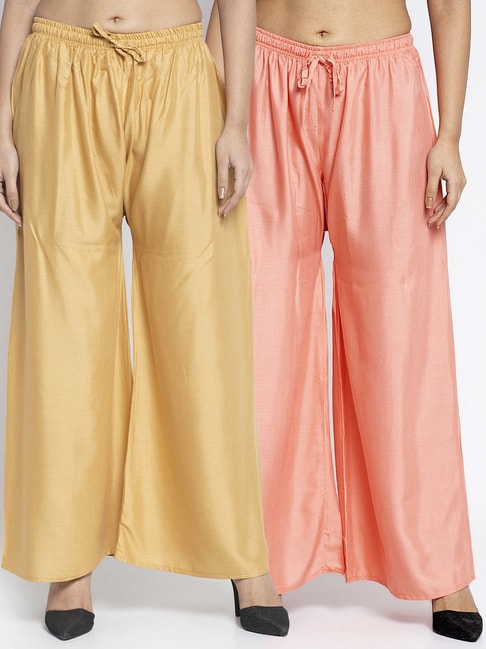 Rangmanch Women Solid Peach Pants - Selling Fast at Pantaloons.com