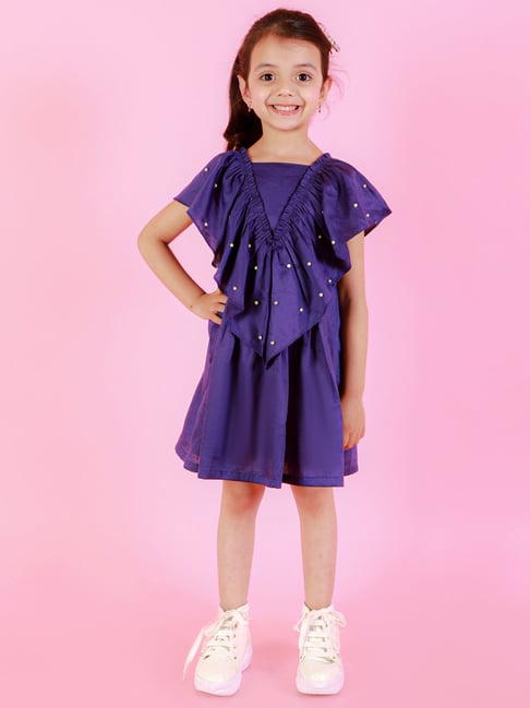 Little Girl's Purple Watercolor Boho Floral Print Three-Pocket Jersey –  cuteheads