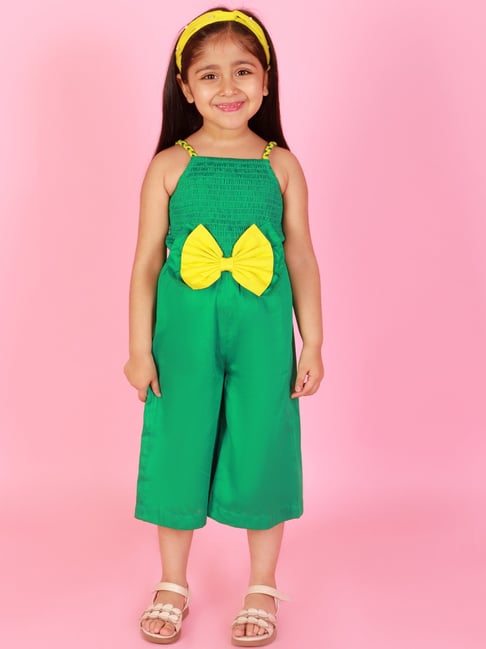 Lil Drama Kids Green Solid Jumpsuit-picture-16