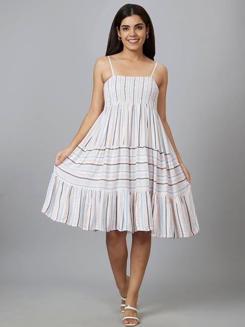 Globus Multicolor Striped Fit & Flare Dress Price in India