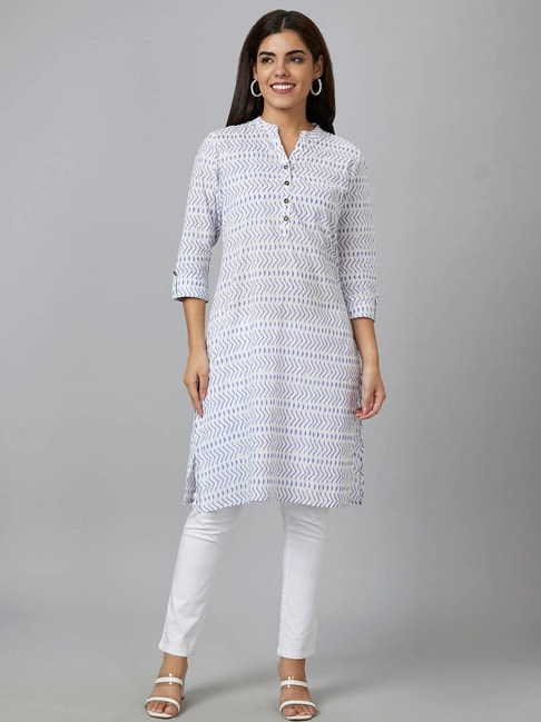 Off White Cotton Festive Cotton Kurti Set,Latest designer printed kurtis, designer  kurtis for cas… | Printed kurti designs, Long kurti designs, Cotton kurti  designs