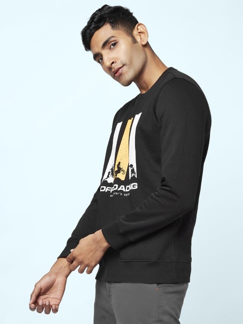 Urban Ranger by Pantaloons Black Regular Fit Printed Sweatshirt