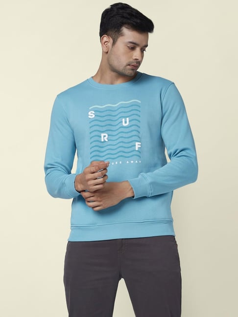 Urban Ranger by Pantaloons Blue Regular Fit Printed Sweatshirt