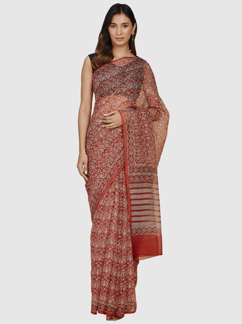 Fabindia Maroon Printed Saree Price in India