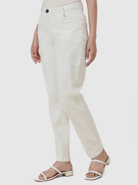 Fabindia Off-White Mid Rise Pants