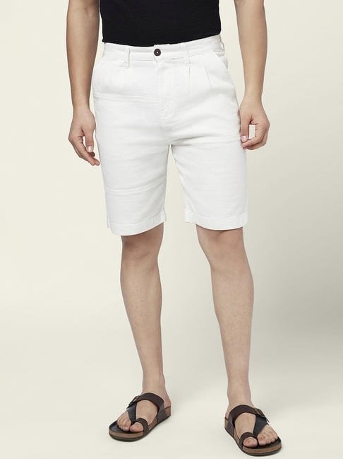 7 Alt By Pantaloons White Cotton Slim Fit Shorts-picture-30