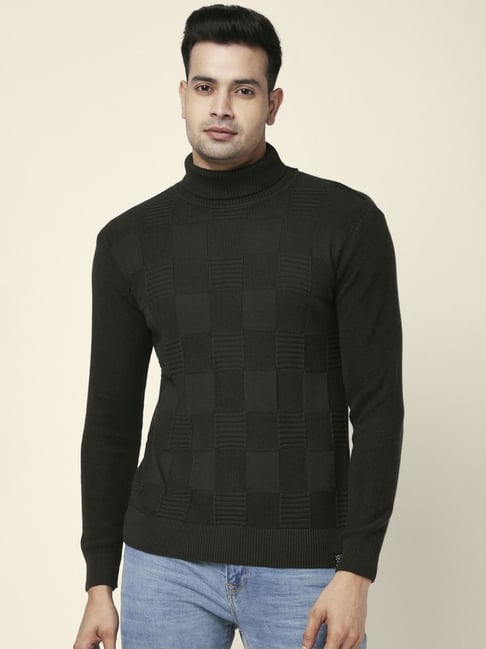 Buy People By Pantaloons Dark Olive Cotton Self Pattern Sweaters for Mens  Online @ Tata CLiQ