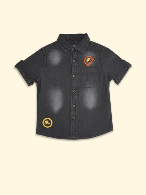 Pantaloons Junior Grey Cotton Applique Shirt-picture-29