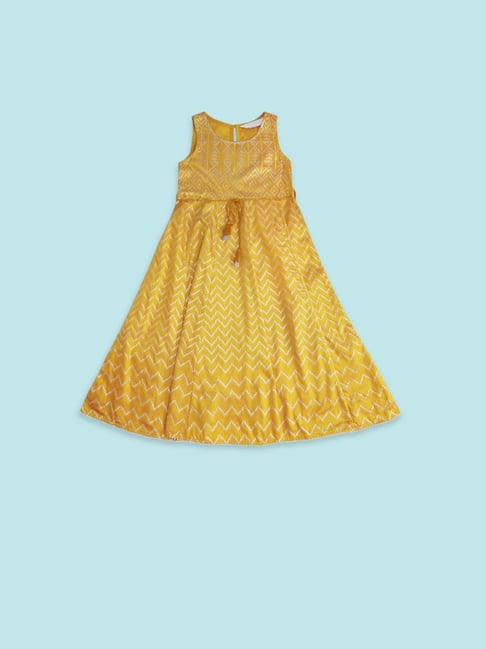 Akkriti by Pantaloons Kids Mustard Printed Party Dress-picture-19