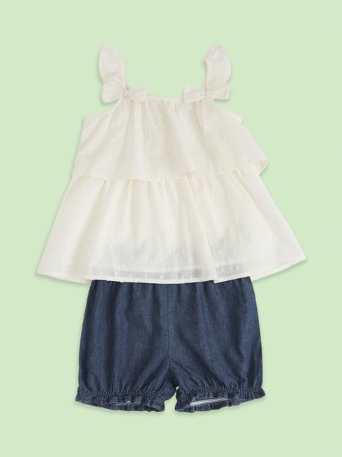 Pantaloons Baby White & Blue Cotton Regular Fit Top Set-picture-33