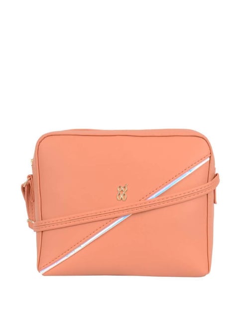 Baggit Peach Textured Small Sling Handbag