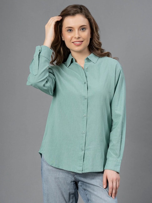 Mode by Red Tape Sea Green Shirt Price in India