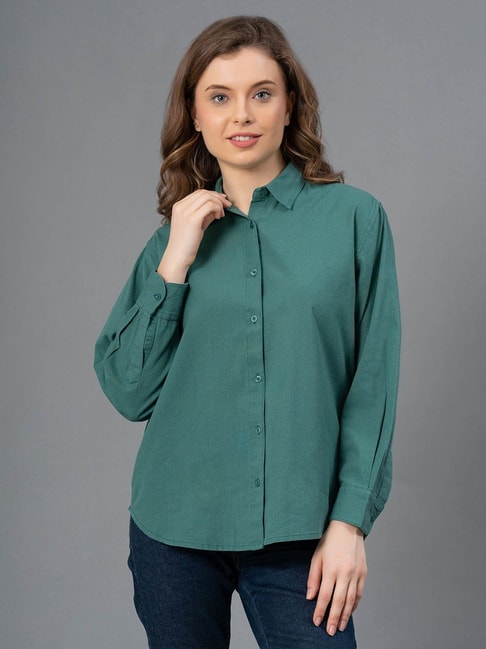 Mode by Red Tape Dark Green Shirt Price in India