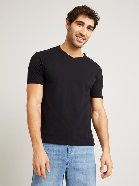 Crew-neck Muscle Fit T-shirt - Black - Men