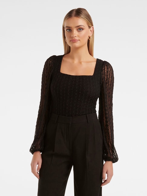 Forever New Black Lace Top Price in India
