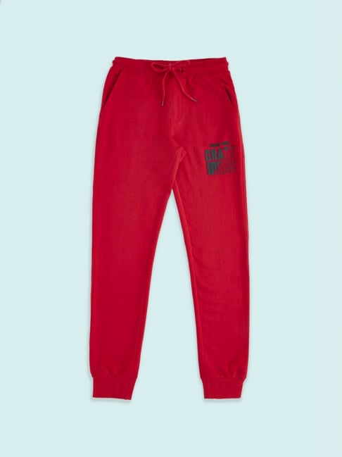 Pantaloons Junior Red Cotton Printed Trackpants-picture-31