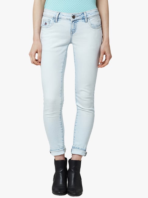 Crimsoune Club Blue Cotton Low Rise Jeans