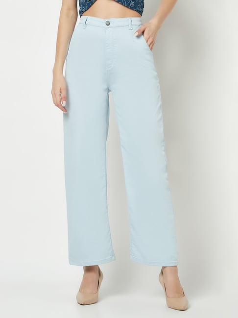 Crimsoune Club Sky Blue Cotton High Rise Jeans