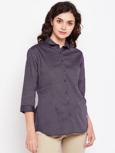 Crimsoune Club Purple Cotton Printed Shirt Price in India