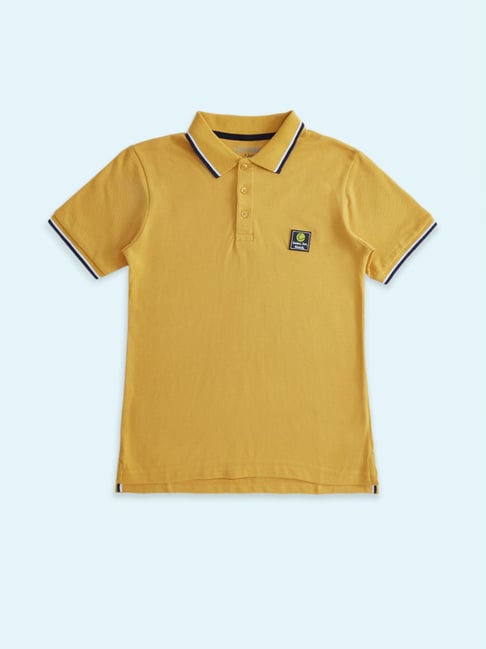 Pantaloons Junior Mustard Cotton Regular Fit Polo T-Shirt-picture-16
