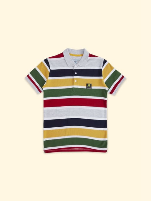 Pantaloons Junior Multicolor Cotton Striped Polo T-Shirt-picture-34