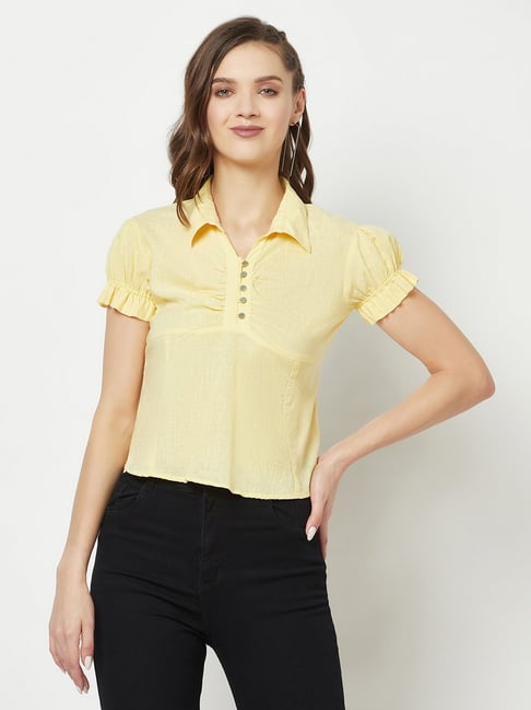 Crimsoune Club Yellow Regular Fit Top Price in India