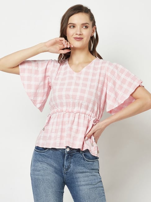 Crimsoune Club Pink Chequered Top Price in India