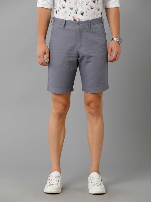 Mens slim fit hot sale linen shorts