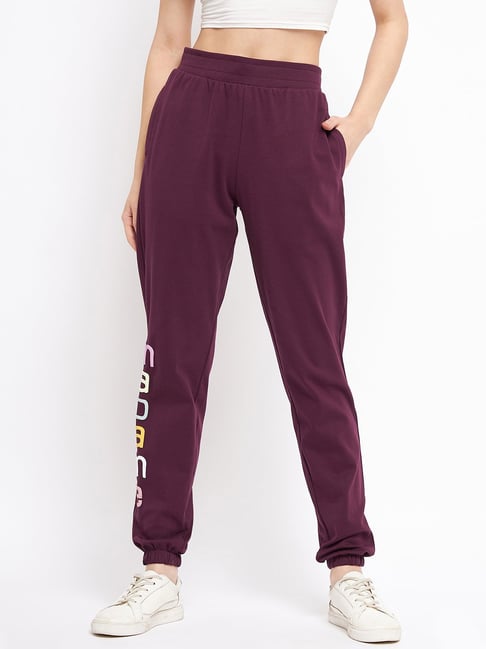 MADAME Dark Purple Printed High Rise Joggers