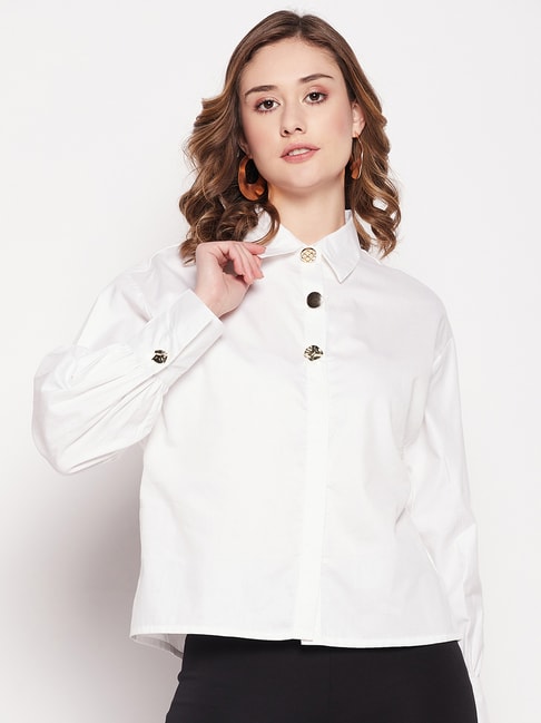 Camla by MADAME White Cotton Shirt Price in India