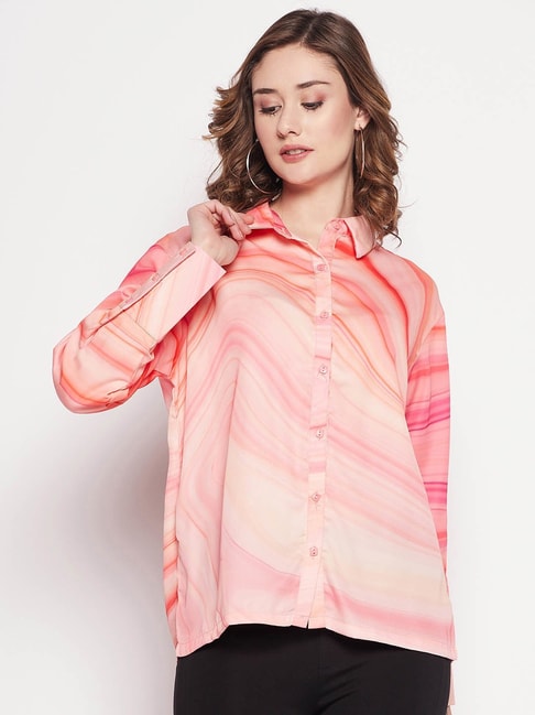 Camla by MADAME Peach Printed Shirt Price in India