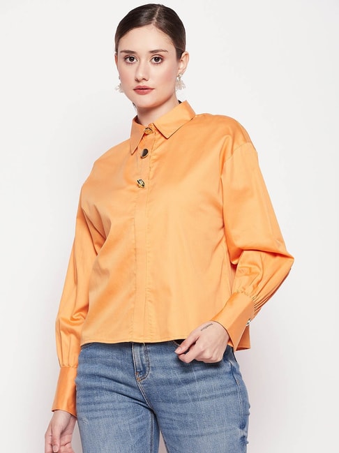 Camla by MADAME Orange Cotton Shirt Price in India