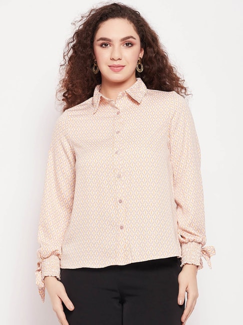 MADAME Beige Check Shirt Price in India