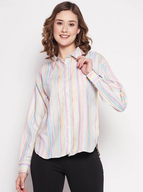 MADAME Multicolor Striped Shirt Price in India