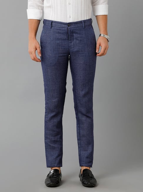Buy Parx Brown Mid Rise Slim Fit Linen Trousers for Men Online @ Tata CLiQ