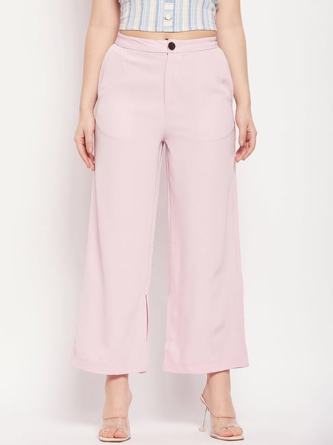 MADAME Nude Pink Flared Fit Mid Rise Trousers