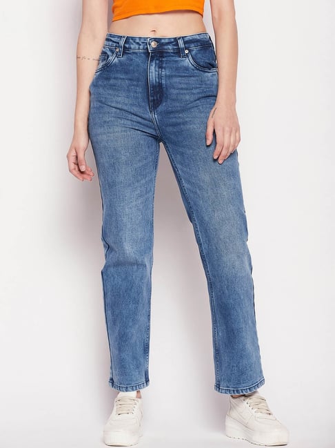 MADAME Navy Straight Fit High Rise Jeans