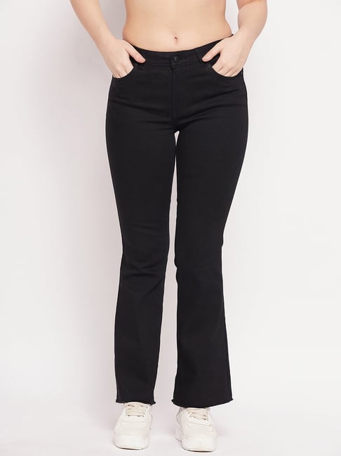 MADAME Black Flared Fit Mid Rise Jeans