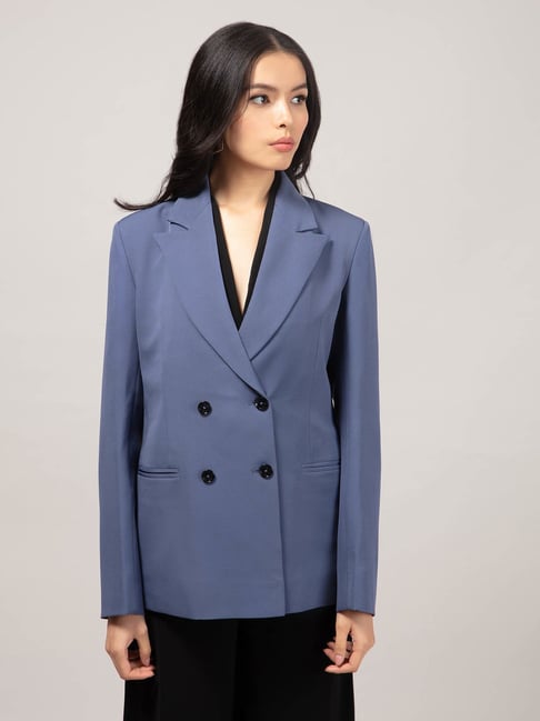 Double Breasted Suit Ladies Black Green Purple Blue Blazer And