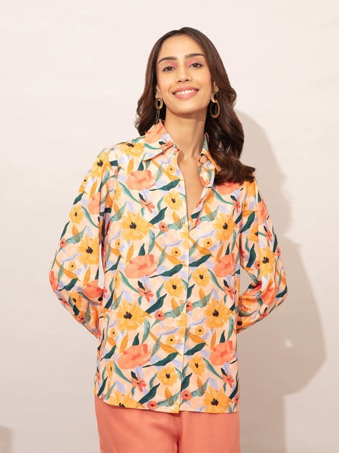Buy FLORAL PRINT BUTTON-DOWN SHIRT for Women Online in India