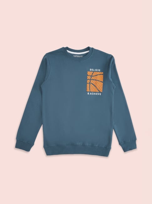 Pantaloons Junior Teal Blue Cotton Printed Full Sleeves Sweatshirt-picture-21