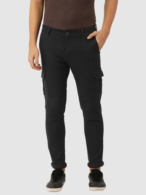 IVOC Black Relaxed Fit Cargo Jeans