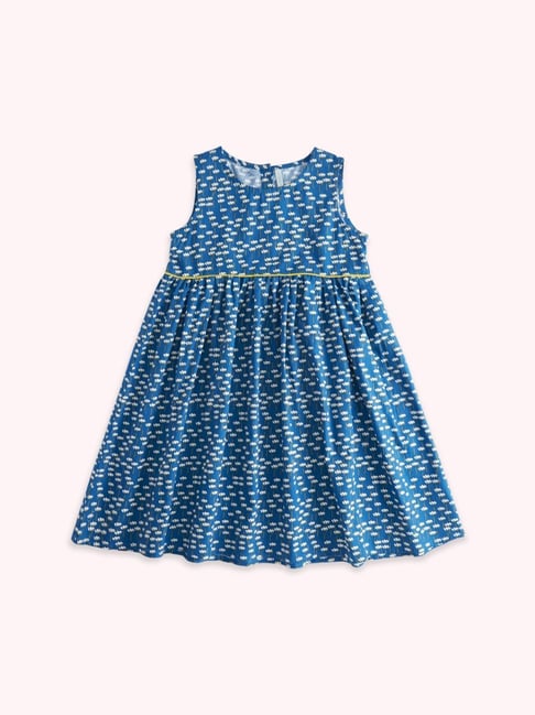 Pantaloons Junior Blue Floral Print Dress