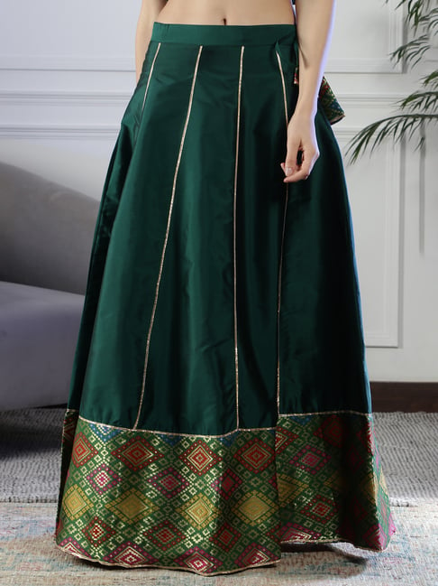 Asos Design Soft Maxi Lehenga Skirt In Teal-green | ModeSens