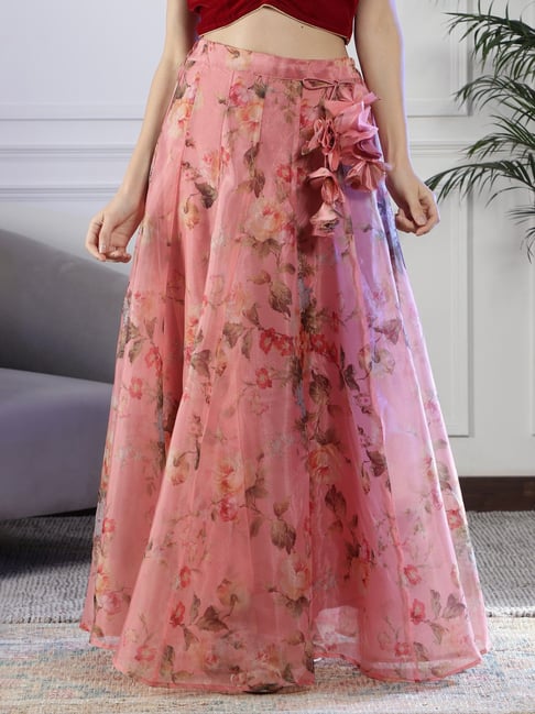 Buy Pink Akira Tiered Skirt Online for Women by CHAMEE AND PALAK - 3825612